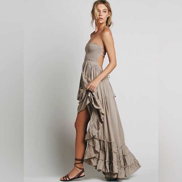 Boho Free Hippie Backless Halter Dress In Dune - Picture 3 of 11